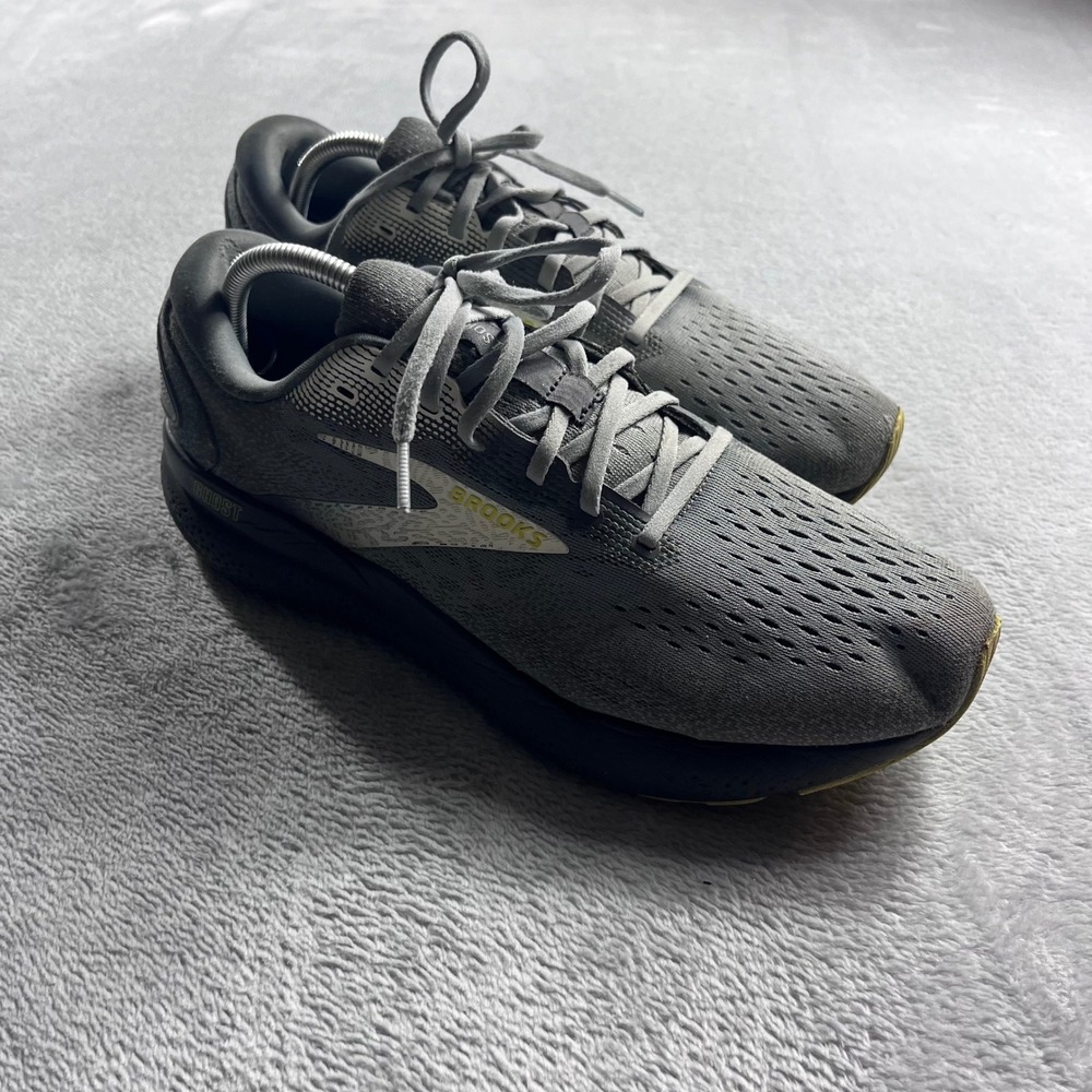 Brooks Ghost 16 Mens Running Shoes Grey Black Yellow Wide 2E 1104182E040 Size 11